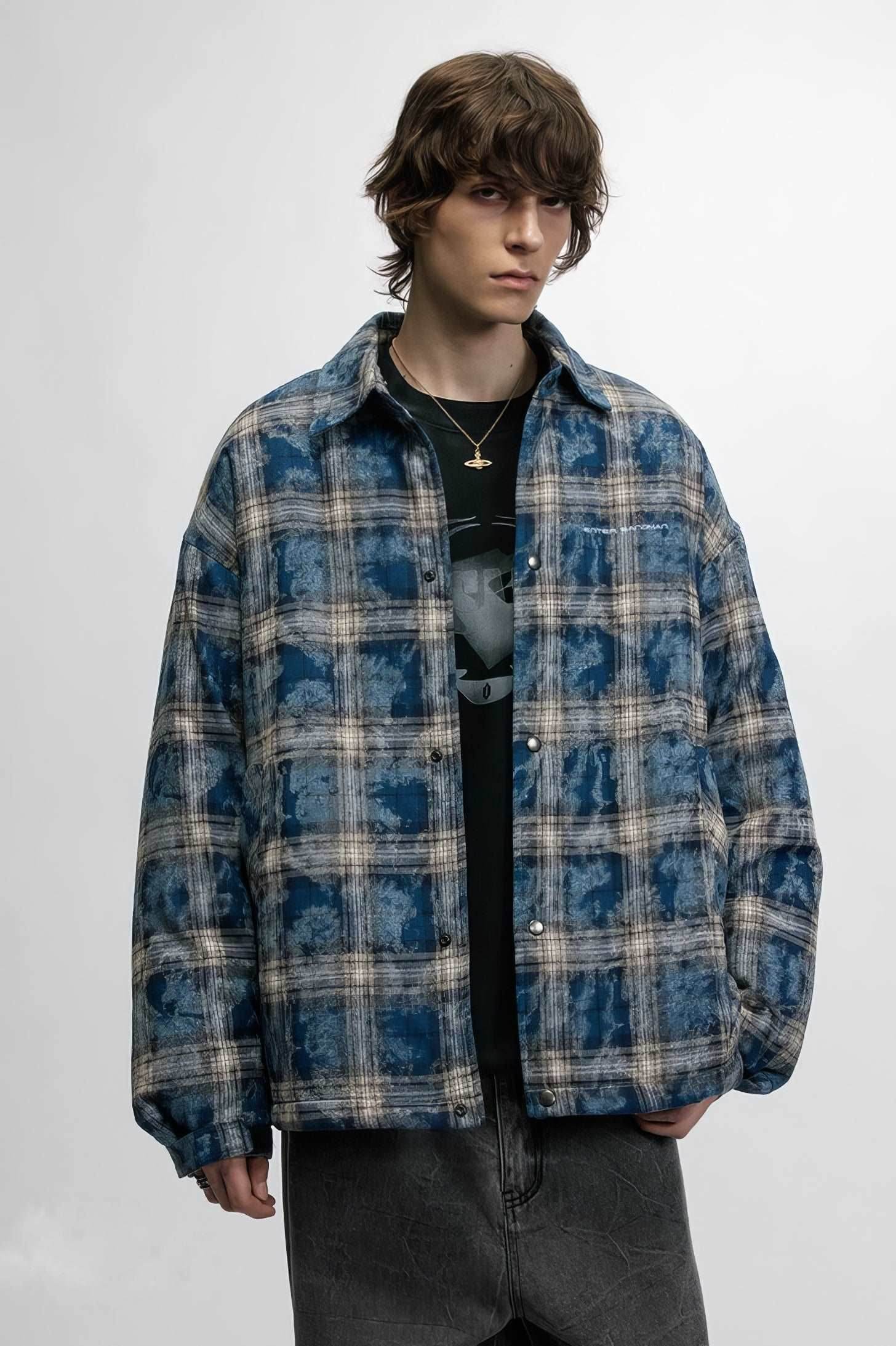 American Streetwear Hip-Hop Plaid Hoodie Jacket – Removable Hood, Cotton Lined - 5SION