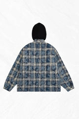 American Streetwear Hip-Hop Plaid Hoodie Jacket – Removable Hood, Cotton Lined - 5SION