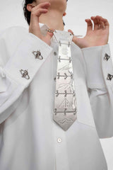 3D Spine-Inspired Metal Tie Necklace for a Bold, Modern Look - 5SION