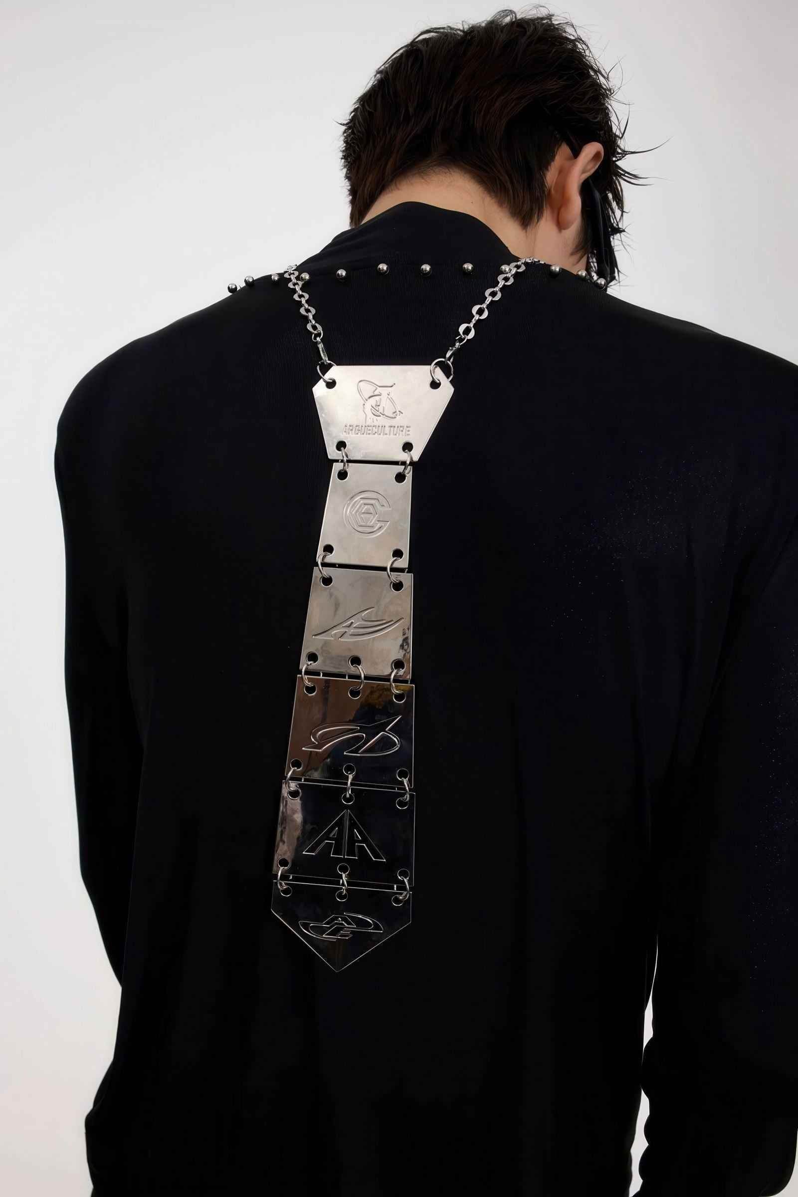3D Spine-Inspired Metal Tie Necklace for a Bold, Modern Look - 5SION
