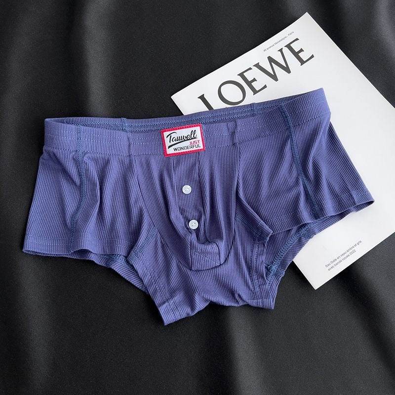Men's Ribbed Boxer Briefs - Breathable Solid Color Underwear - 5SION