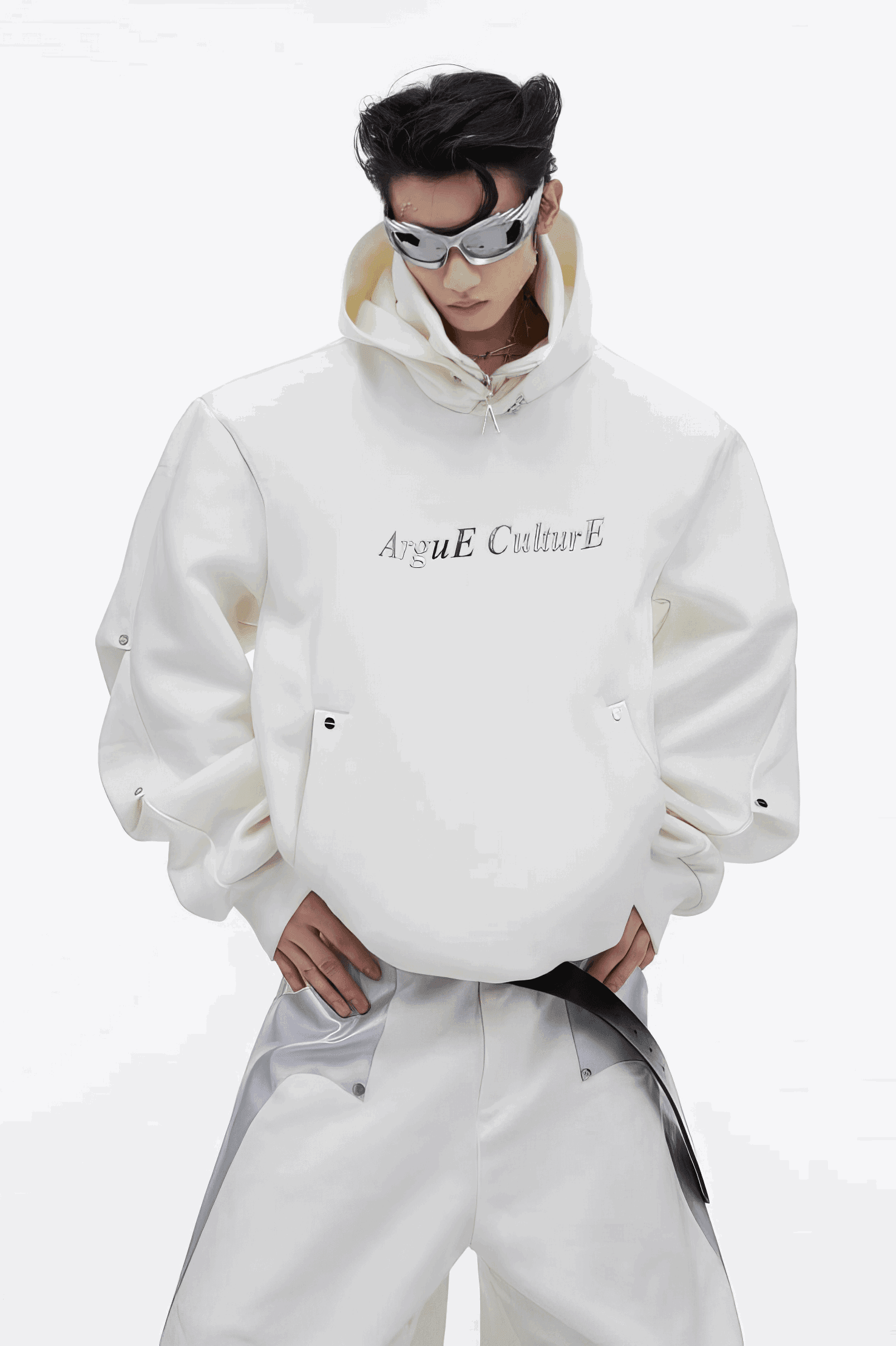 American Style Heavy Hooded Sweatshirt – High Collar, Shoulder Pads - 5SION