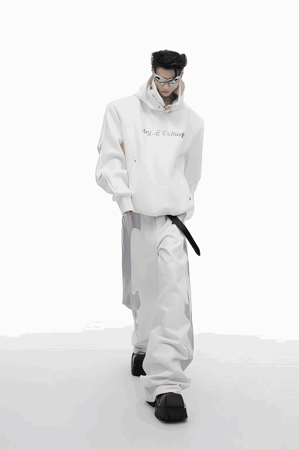 American Style Heavy Hooded Sweatshirt – High Collar, Shoulder Pads - 5SION