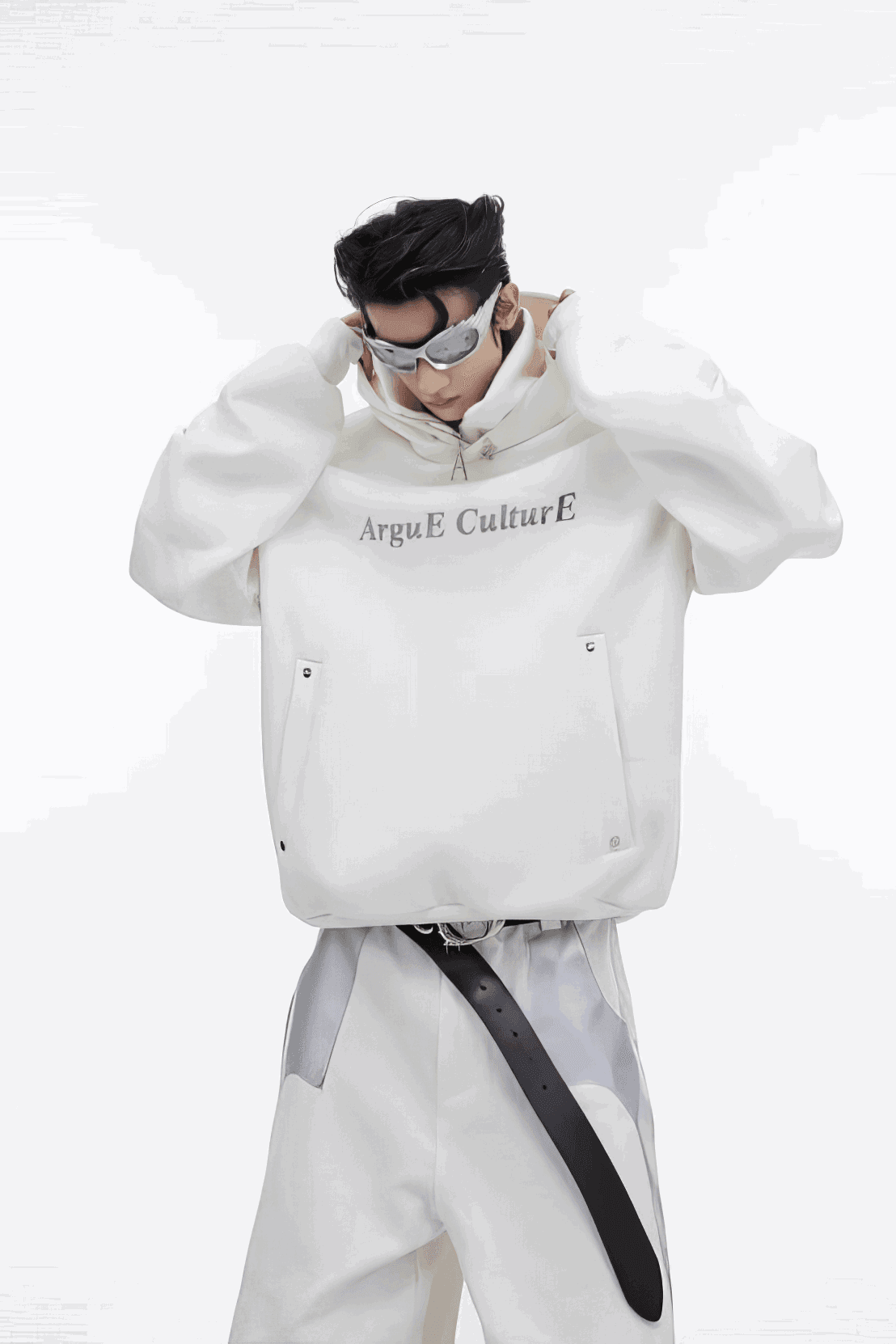American Style Heavy Hooded Sweatshirt – High Collar, Shoulder Pads - 5SION