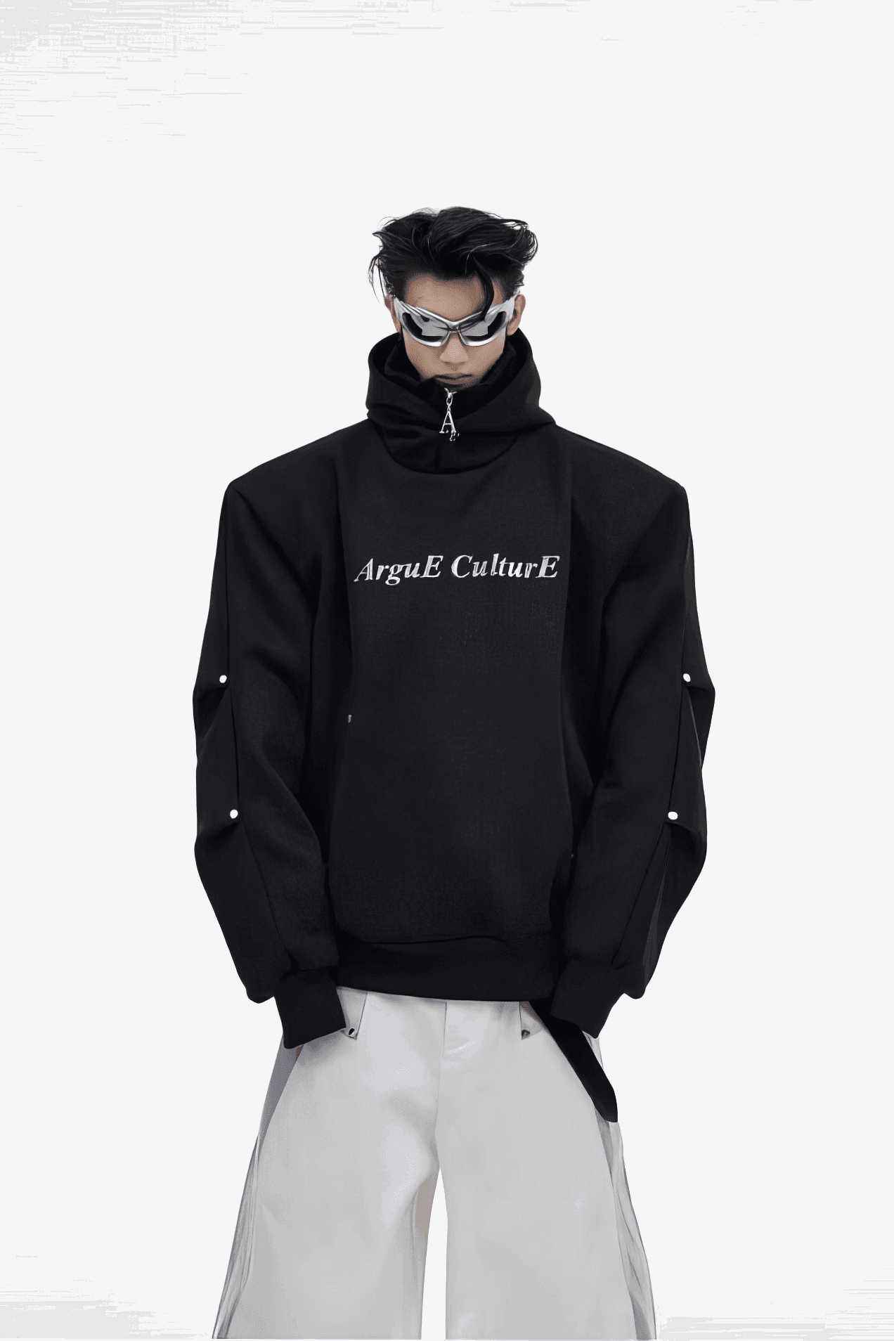 American Style Heavy Hooded Sweatshirt – High Collar, Shoulder Pads - 5SION