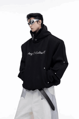 American Style Heavy Hooded Sweatshirt – High Collar, Shoulder Pads - 5SION