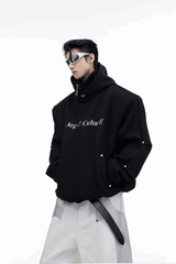 American Style Heavy Hooded Sweatshirt – High Collar, Shoulder Pads - 5SION