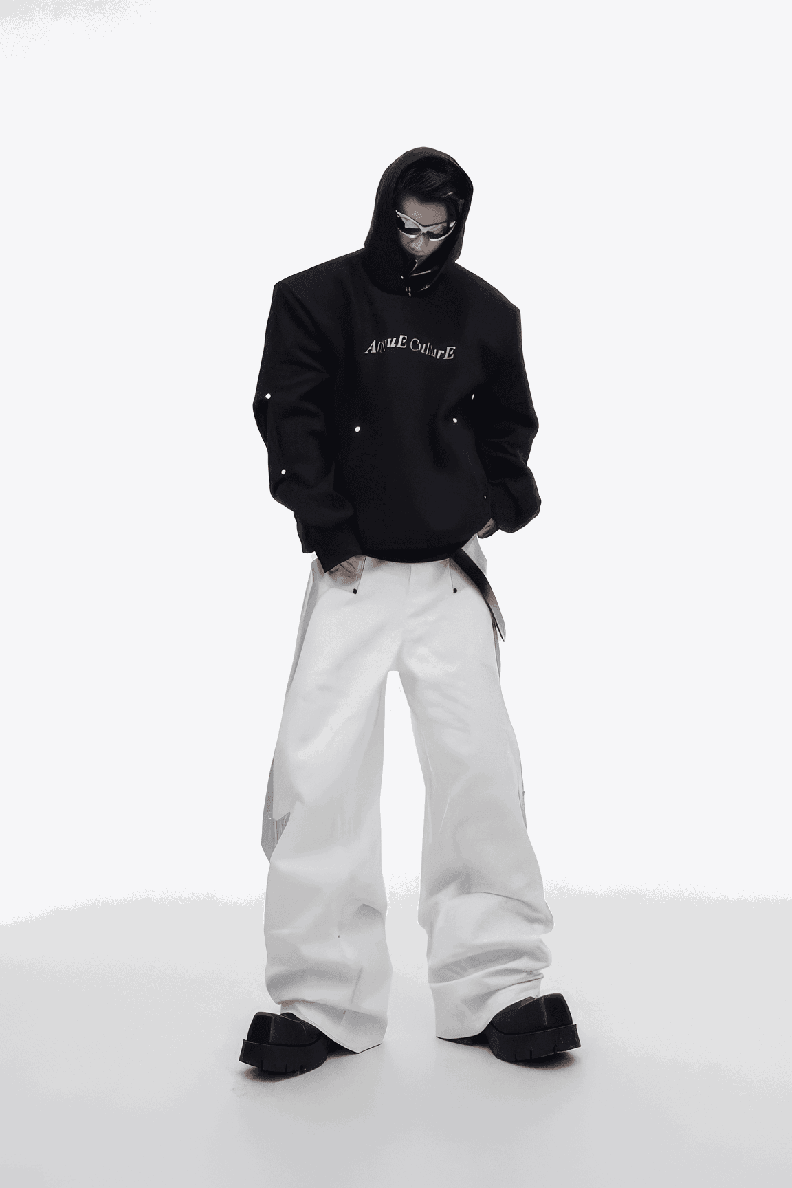 American Style Heavy Hooded Sweatshirt – High Collar, Shoulder Pads - 5SION