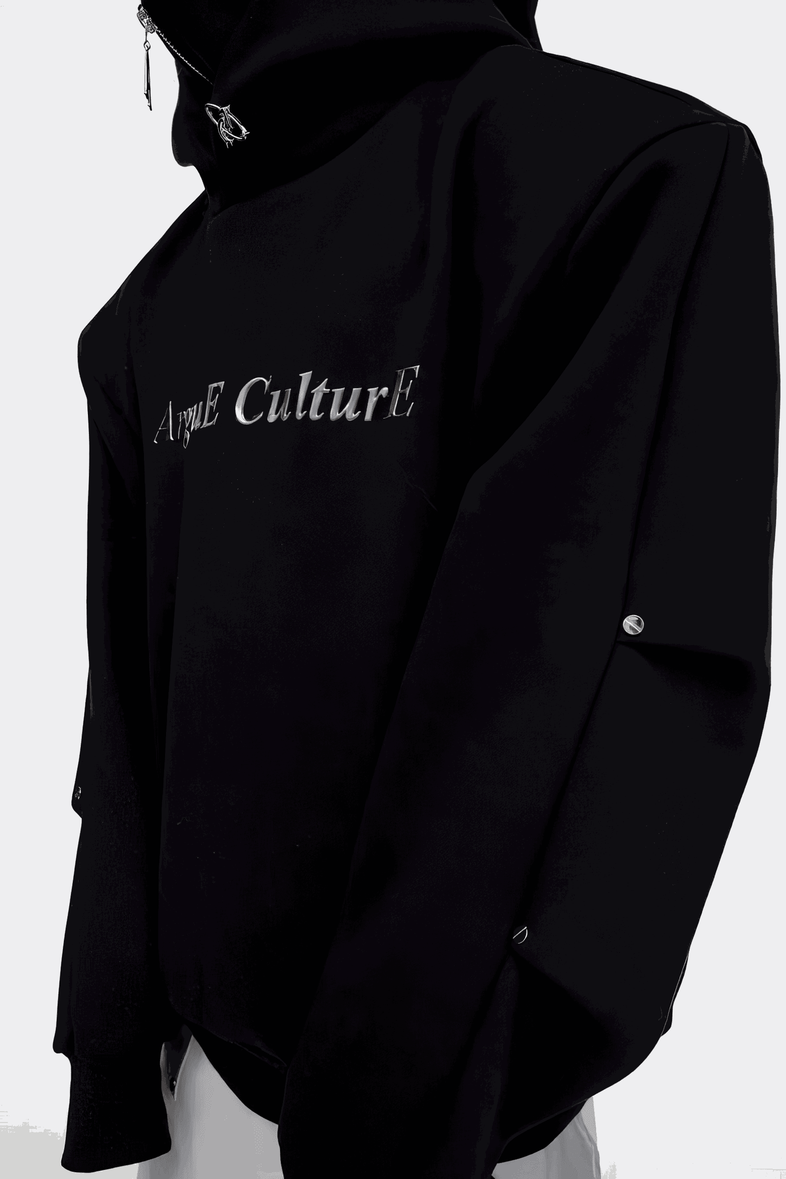 American Style Heavy Hooded Sweatshirt – High Collar, Shoulder Pads - 5SION