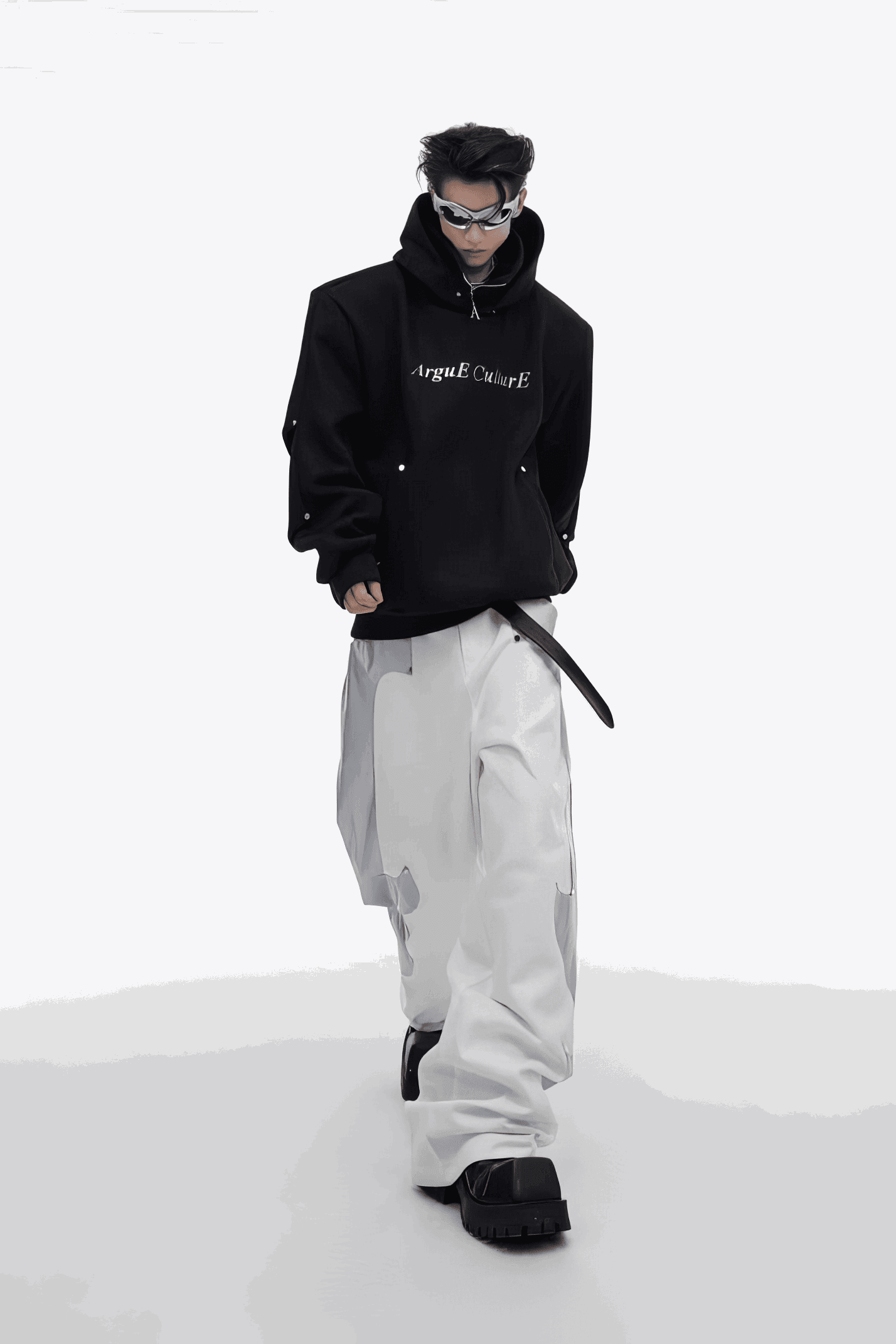 American Style Heavy Hooded Sweatshirt – High Collar, Shoulder Pads - 5SION