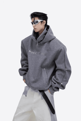 American Style Heavy Hooded Sweatshirt – High Collar, Shoulder Pads - 5SION
