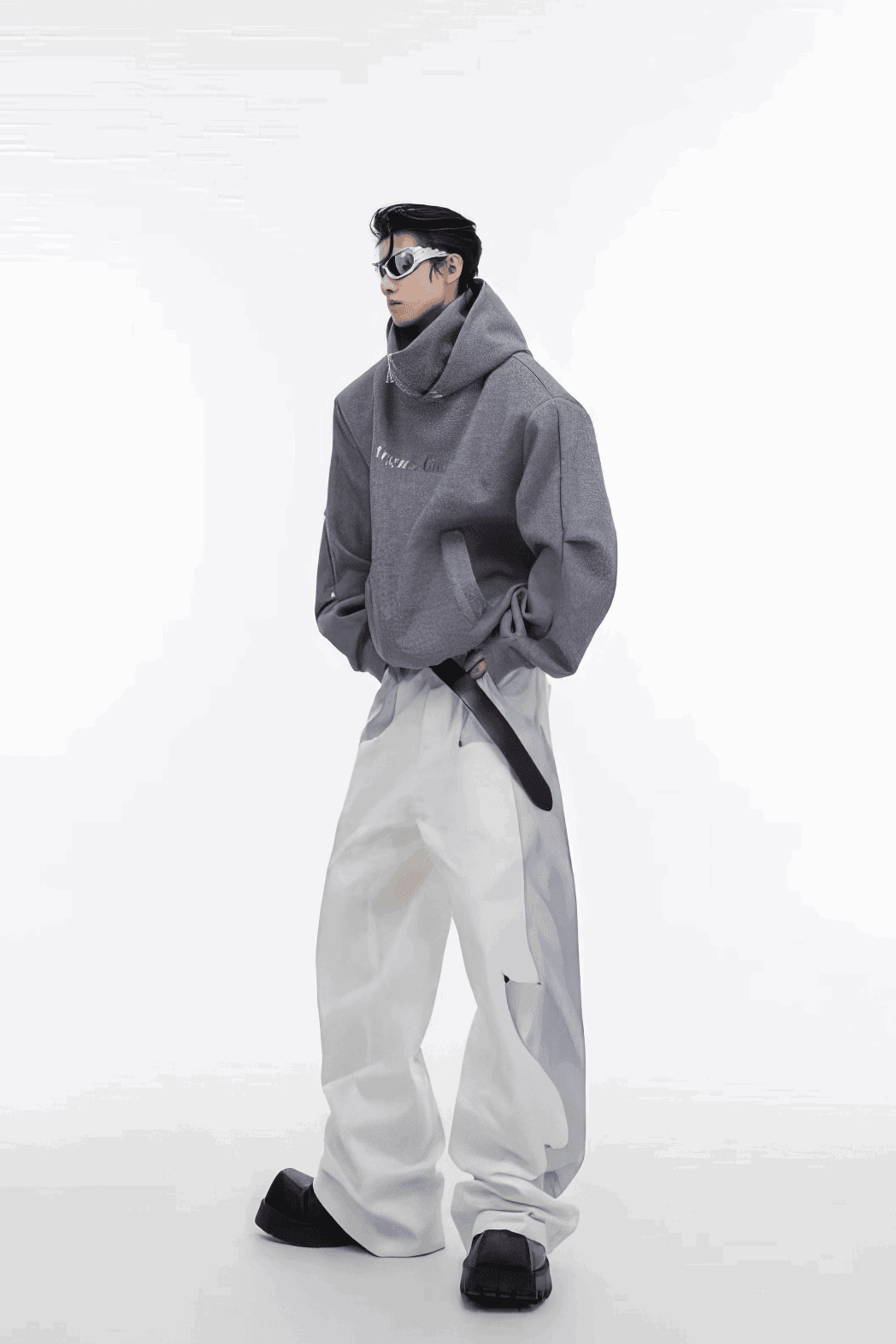 American Style Heavy Hooded Sweatshirt – High Collar, Shoulder Pads - 5SION