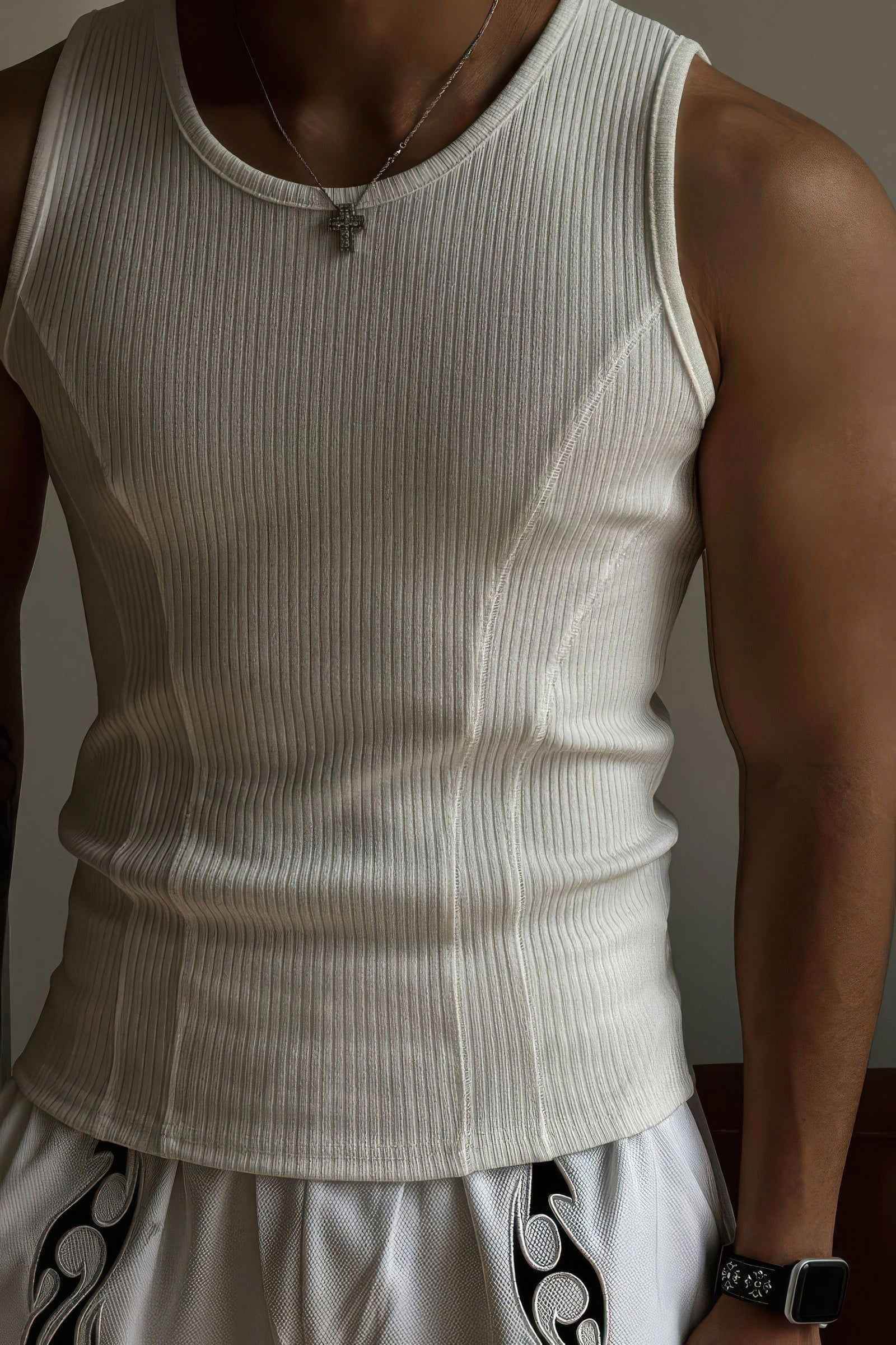 Athletic Ribbed Muscle Tank for Men, Stretchy Slim-Fit Sleeveless Vest - 5SION