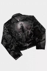 Avant-Garde Oversized Blazer - Textured Jacquard for Dark Fashion - 5SION
