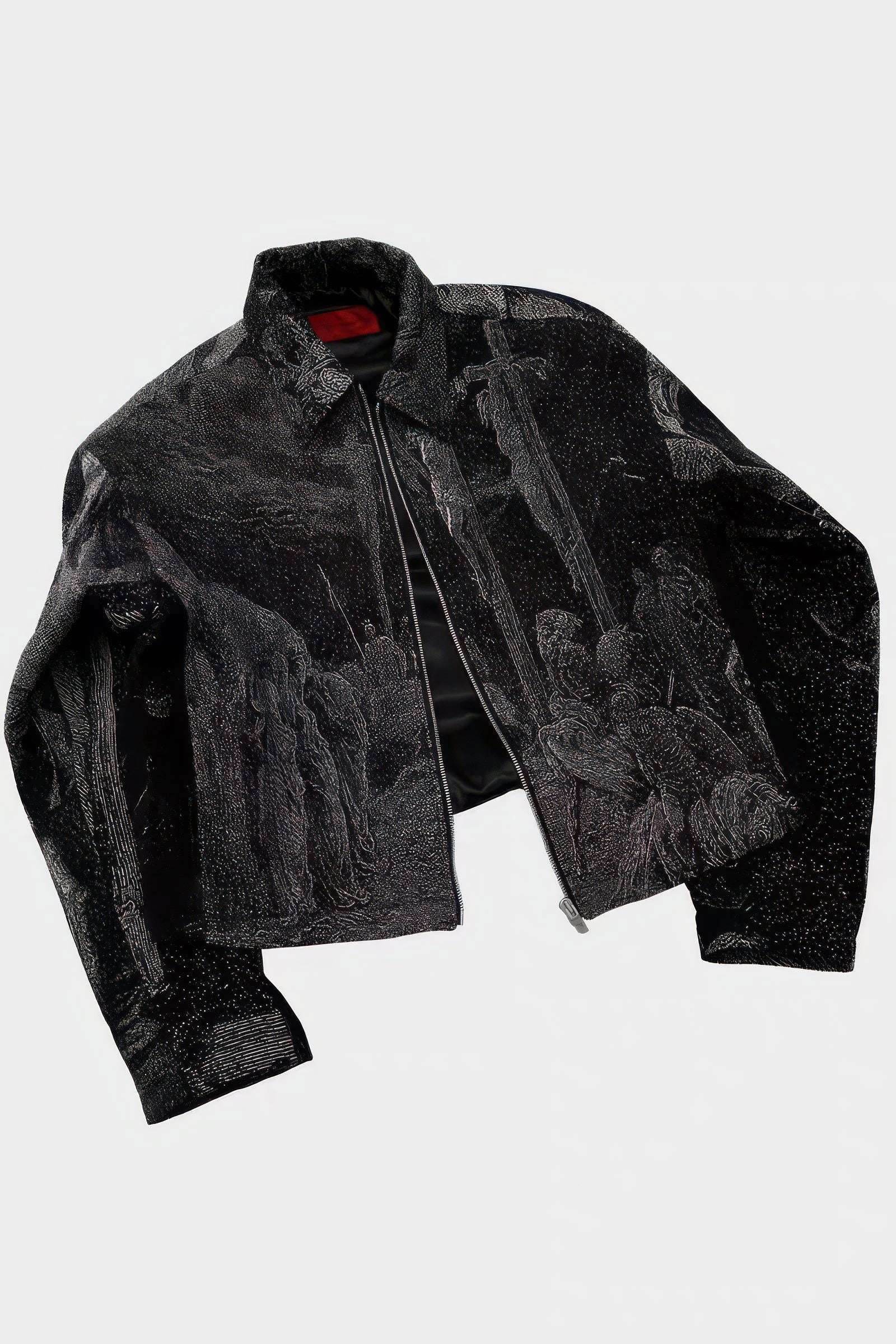Avant-Garde Oversized Blazer - Textured Jacquard for Dark Fashion - 5SION