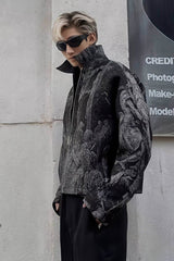 Avant-Garde Oversized Blazer - Textured Jacquard for Dark Fashion - 5SION