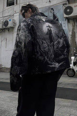 Avant-Garde Oversized Blazer - Textured Jacquard for Dark Fashion - 5SION