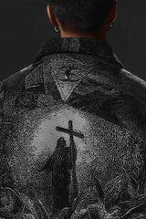 Avant-Garde Oversized Blazer - Textured Jacquard for Dark Fashion - 5SION