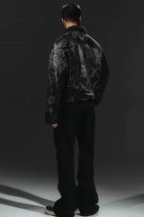 Avant-Garde Oversized Blazer - Textured Jacquard for Dark Fashion - 5SION