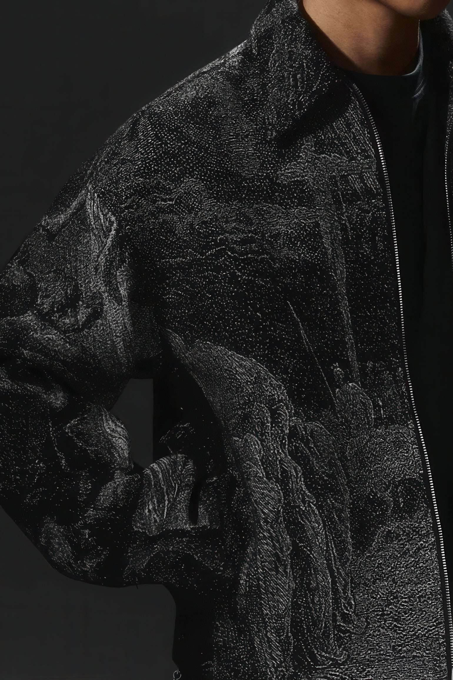 Avant-Garde Oversized Blazer - Textured Jacquard for Dark Fashion - 5SION
