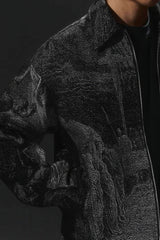 Avant-Garde Oversized Blazer - Textured Jacquard for Dark Fashion - 5SION