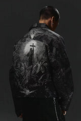 Avant-Garde Oversized Blazer - Textured Jacquard for Dark Fashion - 5SION
