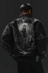 Avant-Garde Oversized Blazer - Textured Jacquard for Dark Fashion - 5SION