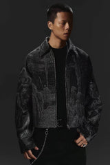 Avant-Garde Oversized Blazer - Textured Jacquard for Dark Fashion - 5SION