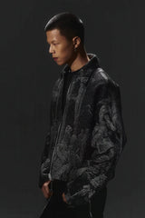 Avant-Garde Oversized Blazer - Textured Jacquard for Dark Fashion - 5SION