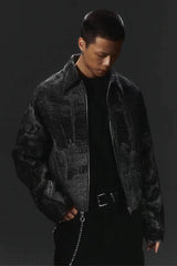 Avant-Garde Oversized Blazer - Textured Jacquard for Dark Fashion - 5SION