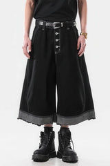Button-Fly Cropped Jeans - Streetwear Washed Wide Leg Pants - 5SION