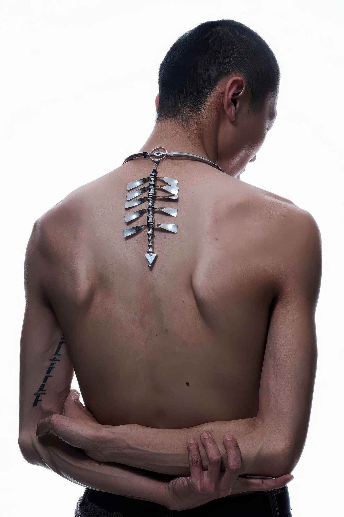 Cyberpunk Spine Design Necklace - Futuristic Sweater Chain - 5SION