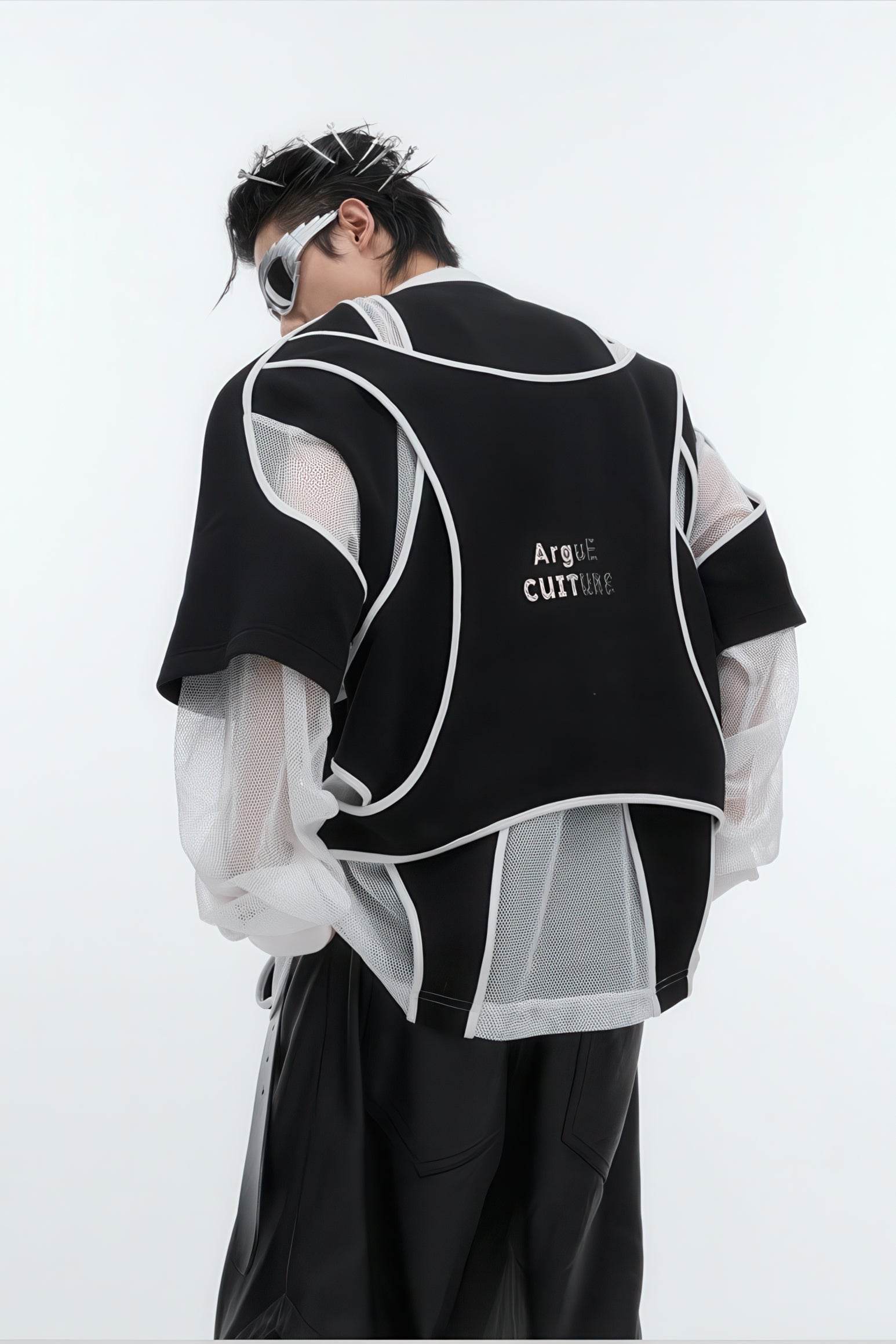 Deconstructed Split Hoodie - Heavyweight Metal Trim with Shoulder Pads - 5SION