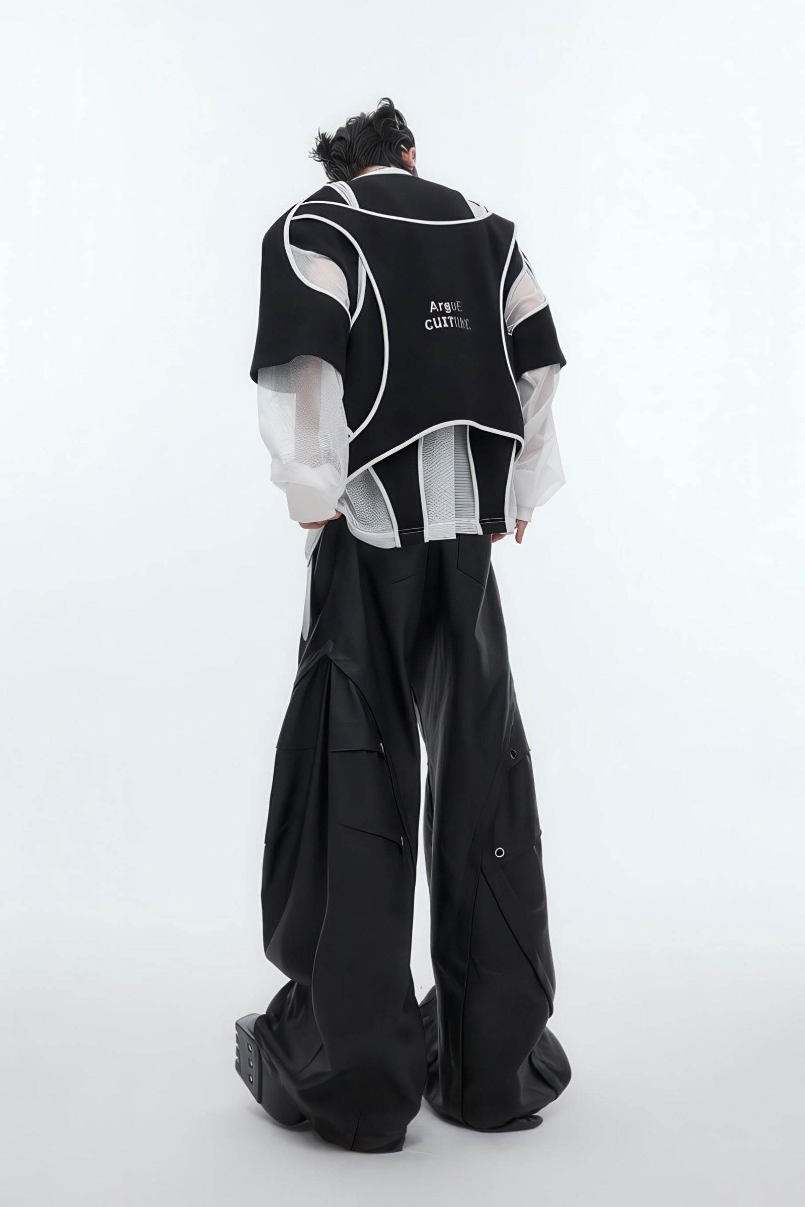 Deconstructed Split Hoodie - Heavyweight Metal Trim with Shoulder Pads - 5SION