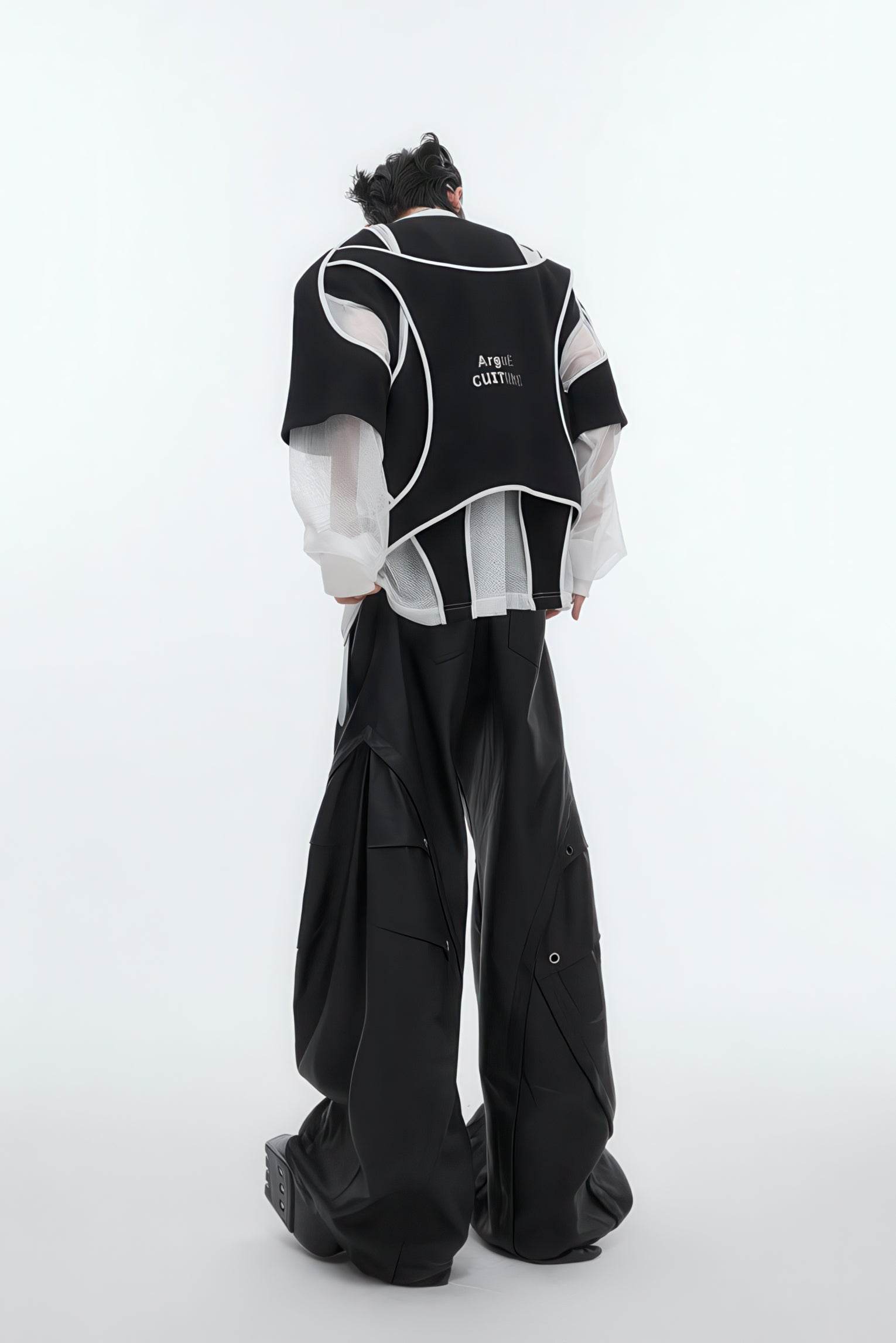 Deconstructed Split Hoodie - Heavyweight Metal Trim with Shoulder Pads - 5SION