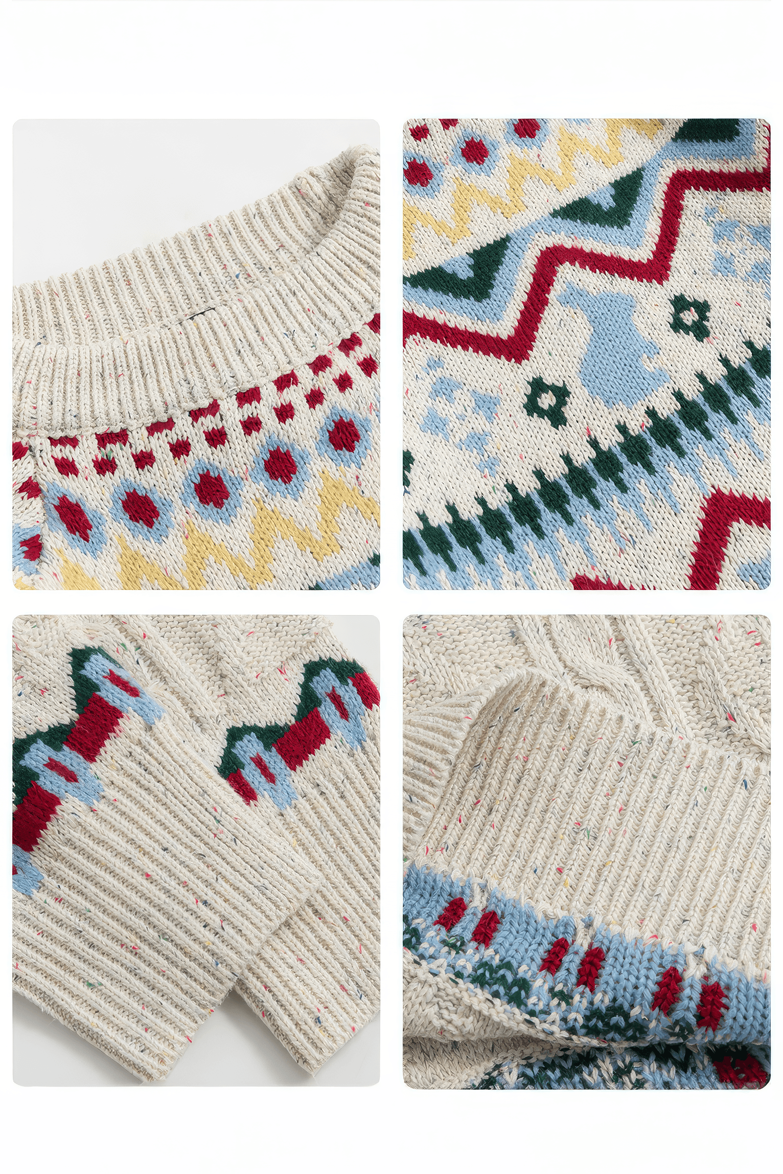 Fair Isle Red Holiday Knit Sweater - Cozy Oversized Pullover for Festive Vibes - 5SION