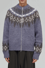 Fair Isle Zip Knit Cardigan - 5SION