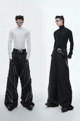 Heavy-Duty Armor-Inspired Black High Neck Long Sleeve Top - Slim Fit & Versatile - 5SION