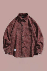 Loose Fit Wool Shirt Jacket for Men – Japanese Retro Style - 5SION