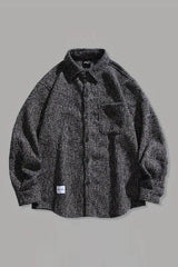 Loose Fit Wool Shirt Jacket for Men – Japanese Retro Style - 5SION
