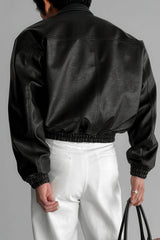 Men's Biker Leather Jacket – Short Moto Jacket with Pockets - 5SION