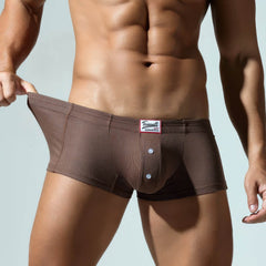 Men's Ribbed Boxer Briefs - Breathable Solid Color Underwear - 5SION