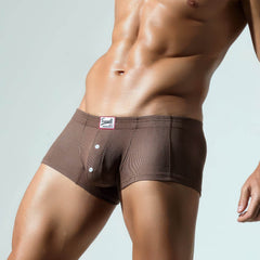 Men's Ribbed Boxer Briefs - Breathable Solid Color Underwear - 5SION