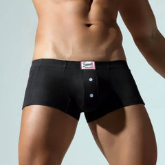Men's Ribbed Boxer Briefs - Breathable Solid Color Underwear - 5SION