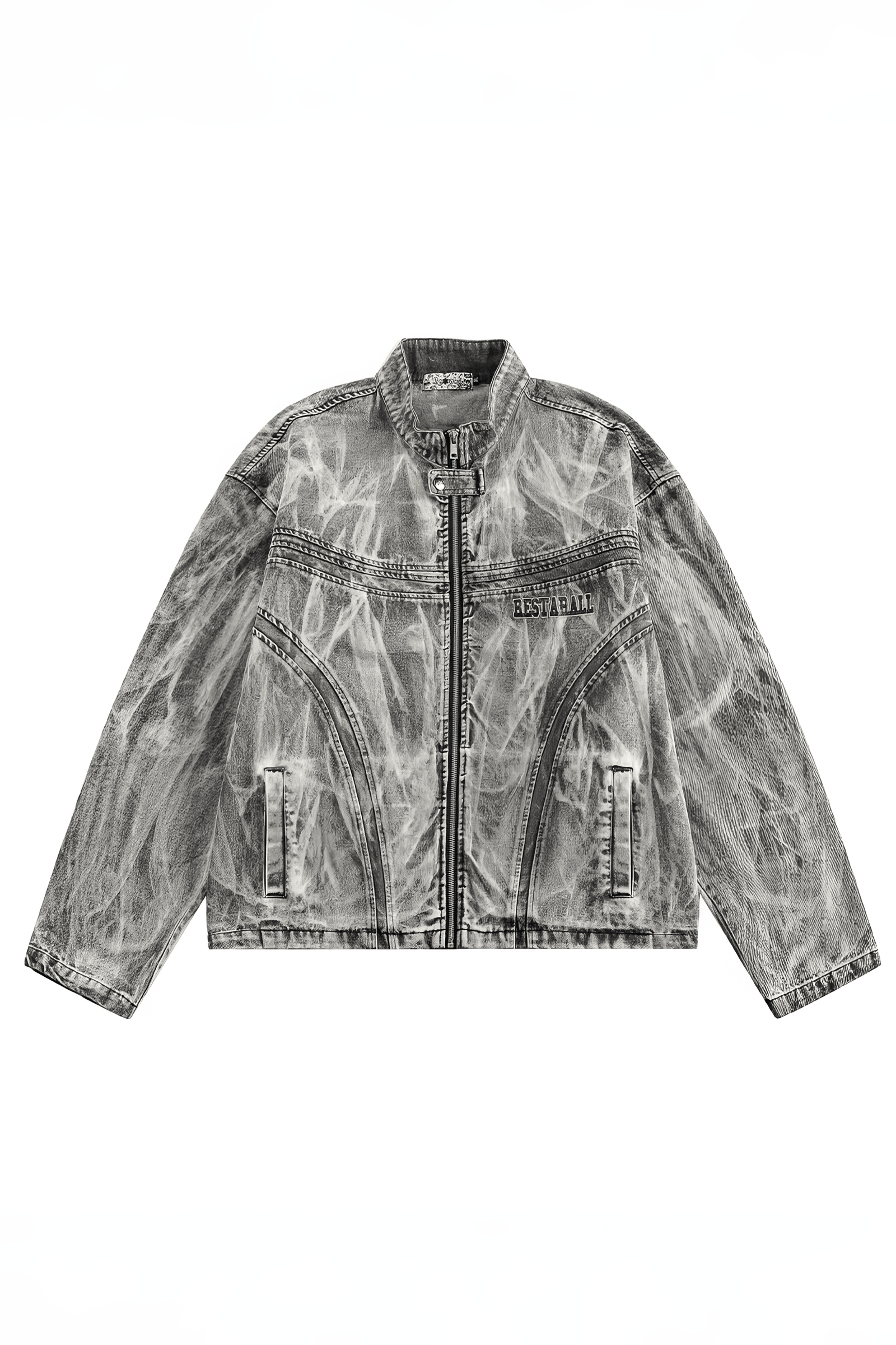 Winter Loose Graffiti Denim Jacket – Distressed & Motorcycle Style - 5SION