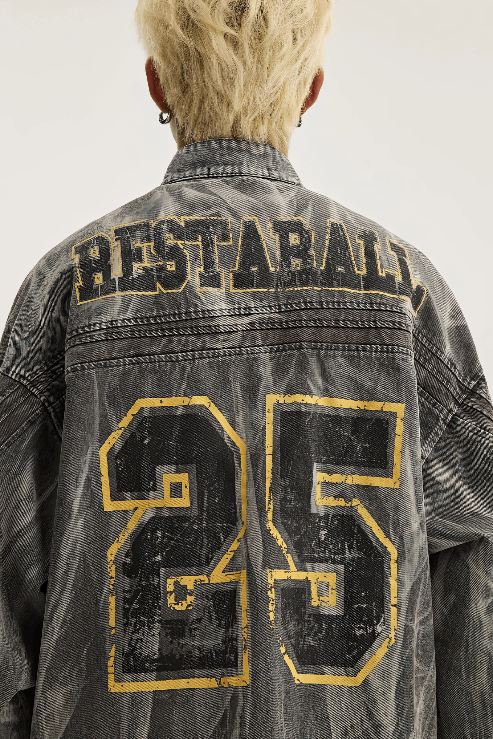 Winter Loose Graffiti Denim Jacket – Distressed & Motorcycle Style - 5SION