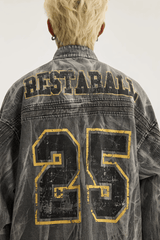 Winter Loose Graffiti Denim Jacket – Distressed & Motorcycle Style - 5SION