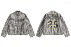 Winter Loose Graffiti Denim Jacket – Distressed & Motorcycle Style - 5SION