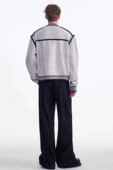Knitted Sweater Jacket with Mark Pen Design - 5SION