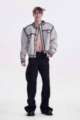 Knitted Sweater Jacket with Mark Pen Design - 5SION